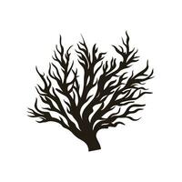 A Seaweed vector silhouette isolated on a white background, A silhouette of a Sea coral Vector