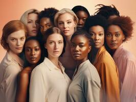 AI generated Diversity ethnicity woman in poster style shot photo