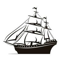 Ship vector black Silhouette Vector isolated on a white background