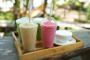 Fruit smoothies for refreshing consumption. photo