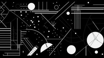 ai generado resumen geométrico antecedentes con garabatear formas, líneas, círculos, puntos suizo estético foto