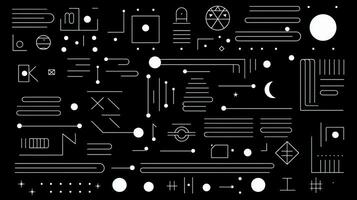 AI generated Abstract geometric background with doodle shapes, lines, circles, dots. Swiss aesthetic photo