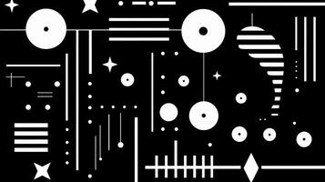 AI generated Abstract geometric background with doodle shapes, lines, circles, dots. Swiss aesthetic photo
