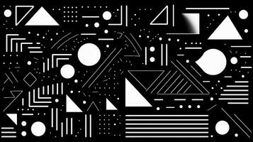 ai generado resumen geométrico antecedentes con garabatear formas, líneas, círculos, puntos suizo estético foto