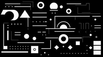 AI generated Abstract geometric background with doodle shapes, lines, circles, dots. Swiss aesthetic photo