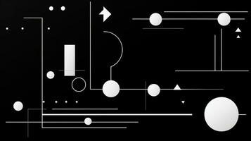 ai generado resumen geométrico antecedentes con garabatear formas, líneas, círculos, puntos suizo estético foto
