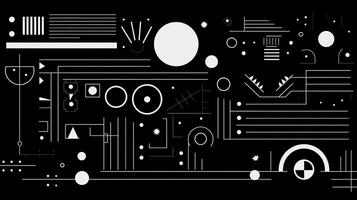 ai generado resumen geométrico antecedentes con garabatear formas, líneas, círculos, puntos suizo estético foto