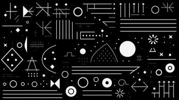 AI generated Abstract geometric background with doodle shapes, lines, circles, dots. Swiss aesthetic photo