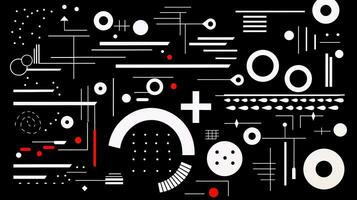 AI generated Abstract geometric background with doodle shapes, lines, circles, dots. Swiss aesthetic photo