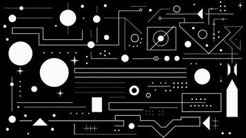 ai generado resumen geométrico antecedentes con garabatear formas, líneas, círculos, puntos suizo estético foto