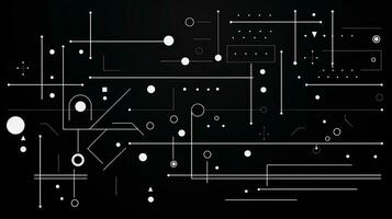 ai generado resumen geométrico antecedentes con garabatear formas, líneas, círculos, puntos suizo estético foto