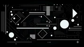 AI generated Abstract geometric background with doodle shapes, lines, circles, dots. Swiss aesthetic photo