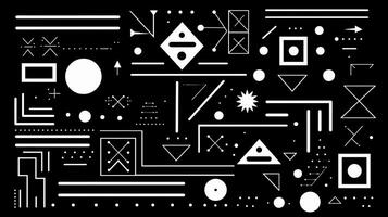 AI generated Abstract geometric background with doodle shapes, lines, circles, dots. Swiss aesthetic photo