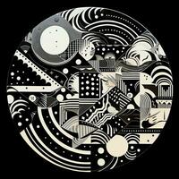 AI generated Abstract futuristic composition in circle on black background. Surrealist style photo