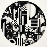 AI generated Abstract geometric composition on white background. Neo Folk aesthetics photo