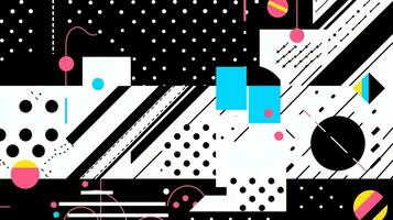 AI generated Abstract background with geometric shapes, lines, circles, dots. Memphis style. Swiss aesthetic photo