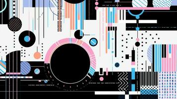 AI generated Abstract background with geometric shapes, lines, circles, dots. Memphis style. Swiss aesthetic photo