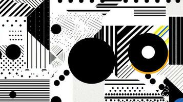 AI generated Abstract background with geometric shapes, lines, circles, dots. Memphis style. Swiss aesthetic photo