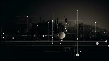 AI generated Abstract background with geometric shapes, lines, circles, dots. Bauhaus style. Network concept photo