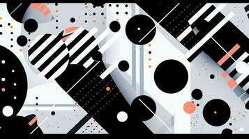 AI generated Abstract background with geometric shapes, lines, circles, dots. Memphis style. Swiss aesthetic photo