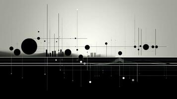 AI generated Abstract background with geometric shapes, lines, circles, dots. Bauhaus style. Network concept photo