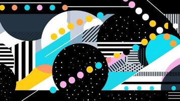 AI generated Abstract background with geometric shapes, lines, circles, dots. Memphis style. Swiss aesthetic photo