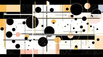 AI generated Abstract background with geometric shapes, lines, circles, dots. Memphis style. Swiss aesthetic photo
