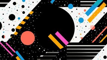AI generated Abstract background with geometric shapes, lines, circles, dots. Memphis style. Swiss aesthetic photo