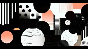 AI generated Abstract background with geometric shapes, lines, circles, dots. Memphis style. Swiss aesthetic photo