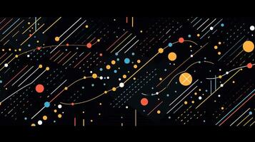 AI generated Colorful abstract background with geometric shapes, lines, circles, dots. Memphis style photo