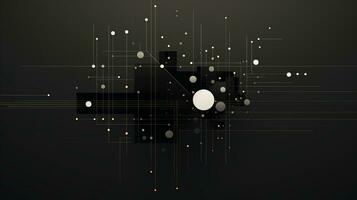 Abstract background with geometric shapes, lines, circles, dots. Bauhaus style. Network concept photo