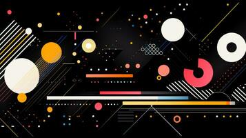 AI generated Colorful abstract background with geometric shapes, lines, circles, dots. Memphis style photo
