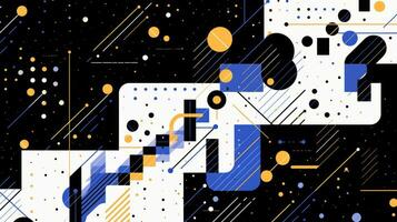 AI generated Colorful abstract background with geometric shapes, lines, circles, dots. Memphis style photo