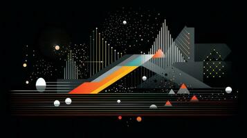 AI generated Colorful abstract background with geometric shapes, lines, circles, dots. Memphis style photo