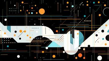 AI generated Colorful abstract background with geometric shapes, lines, circles, dots. Memphis style photo