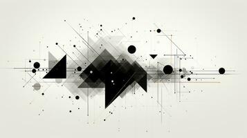 AI generated Abstract background with geometric shapes, lines, circles, dots. Bauhaus style. Network concept photo