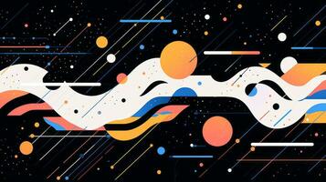 AI generated Colorful abstract background with geometric shapes, lines, circles, dots. Memphis style photo