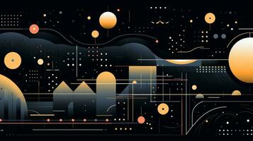 AI generated Colorful abstract background with geometric shapes, lines, circles, dots. Memphis style photo
