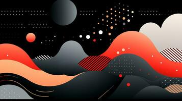 AI generated Colorful abstract background with geometric shapes, lines, circles, dots. Memphis style photo