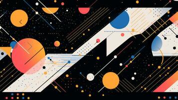 AI generated Colorful abstract background with geometric shapes, lines, circles, dots. Memphis style photo