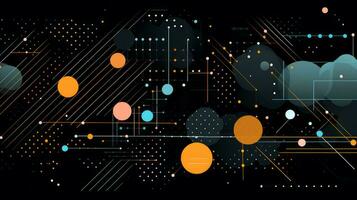 AI generated Colorful abstract background with geometric shapes, lines, circles, dots. Memphis style photo