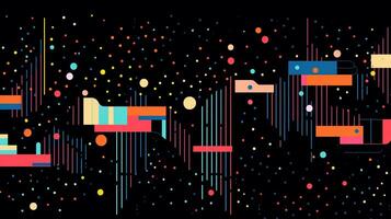 AI generated Colorful abstract background with geometric shapes, lines, circles, dots. Memphis style photo