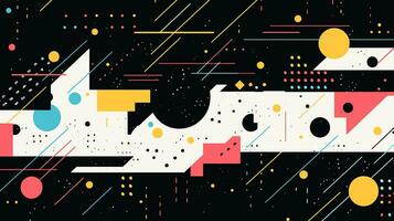 AI generated Colorful abstract background with geometric shapes, lines, circles, dots. Memphis style photo