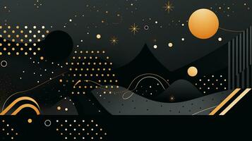 AI generated Colorful abstract background with geometric shapes, lines, circles, dots. Memphis style photo