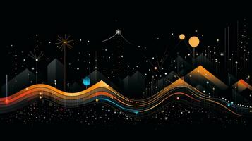 AI generated Colorful abstract background with geometric shapes, lines, circles, dots. Memphis style photo