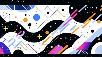 AI generated Colorful abstract background with geometric shapes, lines, circles, dots. Memphis style photo