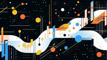 AI generated Colorful abstract background with geometric shapes, lines, circles, dots. Memphis style photo