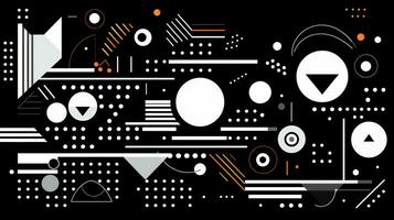 ai generado vistoso resumen antecedentes con geométrico formas, líneas, círculos, puntos memphis estilo foto
