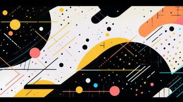 AI generated Colorful abstract background with geometric shapes, lines, circles, dots. Memphis style photo
