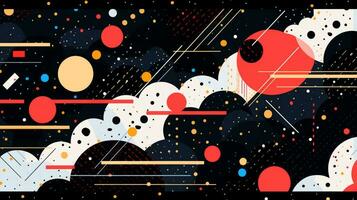 AI generated Colorful abstract background with geometric shapes, lines, circles, dots. Memphis style photo
